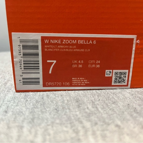 Nike Zoom Bella 6 White Light Armoury Blue Women's Gym Shoes Size 7 DR5720-106​ - Picture 10 of 10